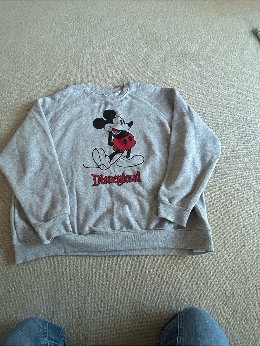 Disney Gray Crewneck Sweatshirt with Mickey Mouse and Disneyland Logo